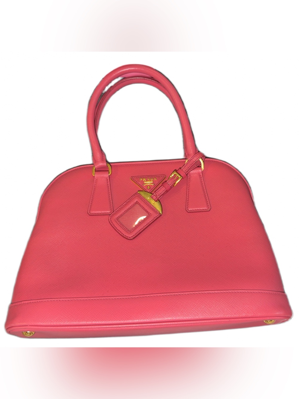 Prada Coral Pink Saffiano Dome Satchel